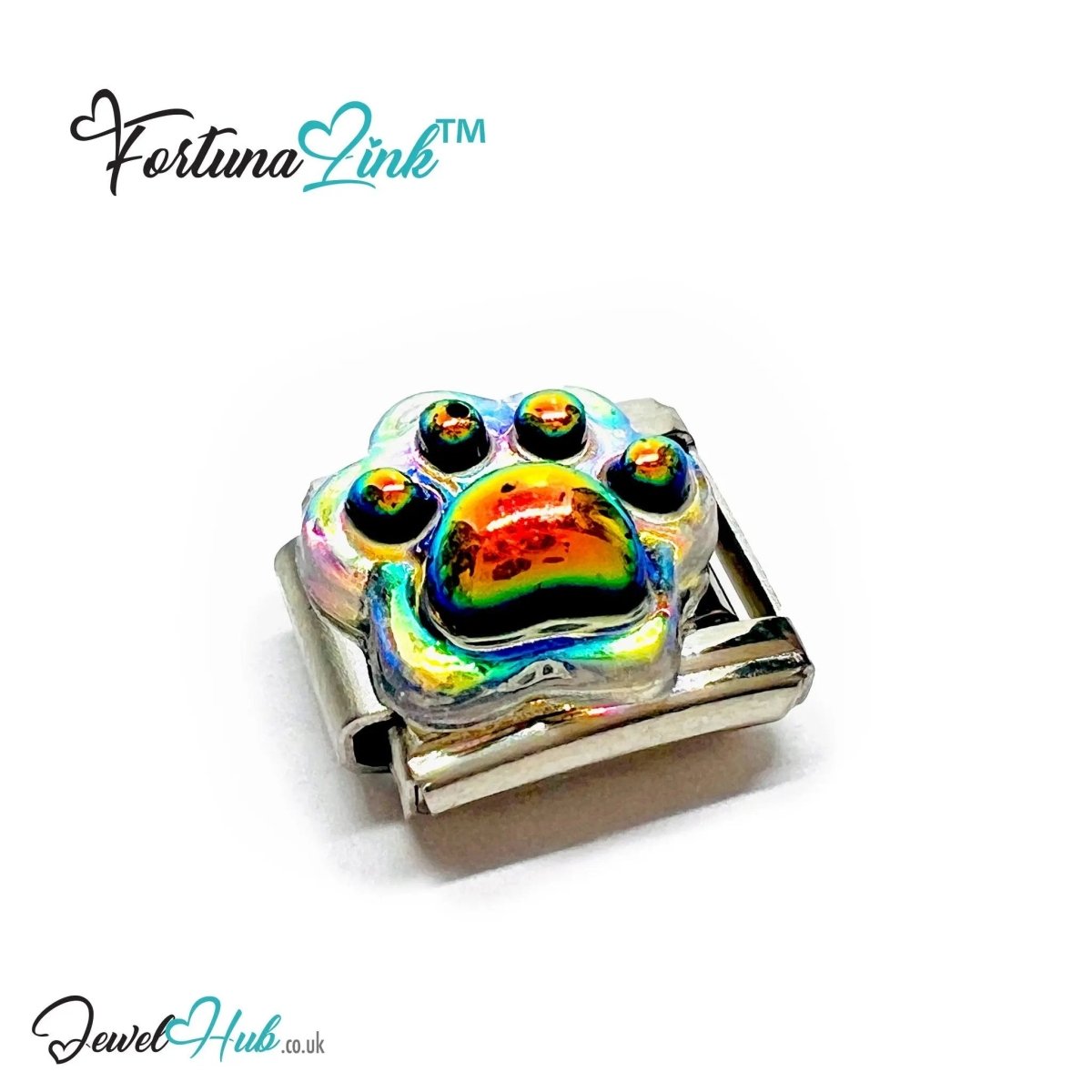 FortunaLink™ Italian Bracelet Charm – Modular Paw Print Design for Colourful Everyday Style - JewelHub.co.uk