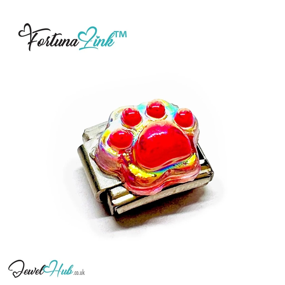 FortunaLink™ Italian Bracelet Charm – Modular Paw Print Design for Colourful Everyday Style - JewelHub.co.uk