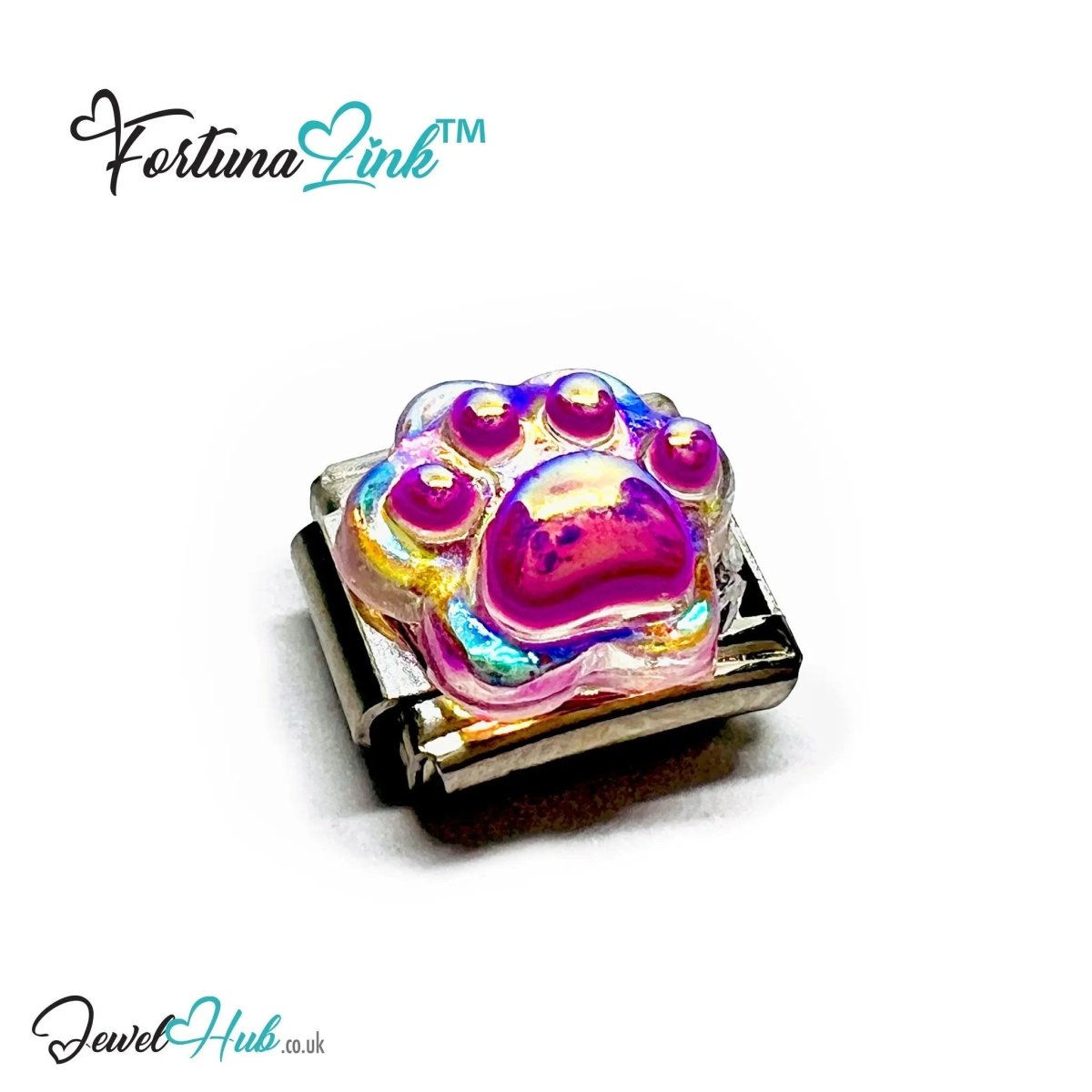 FortunaLink™ Italian Bracelet Charm – Modular Paw Print Design for Colourful Everyday Style - JewelHub.co.uk