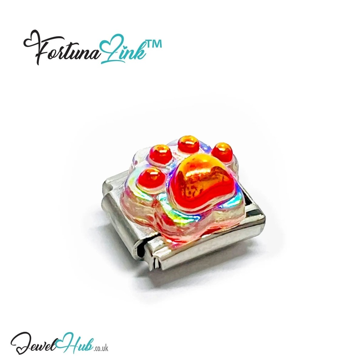 FortunaLink™ Italian Bracelet Charm – Modular Paw Print Design for Colourful Everyday Style - JewelHub.co.uk