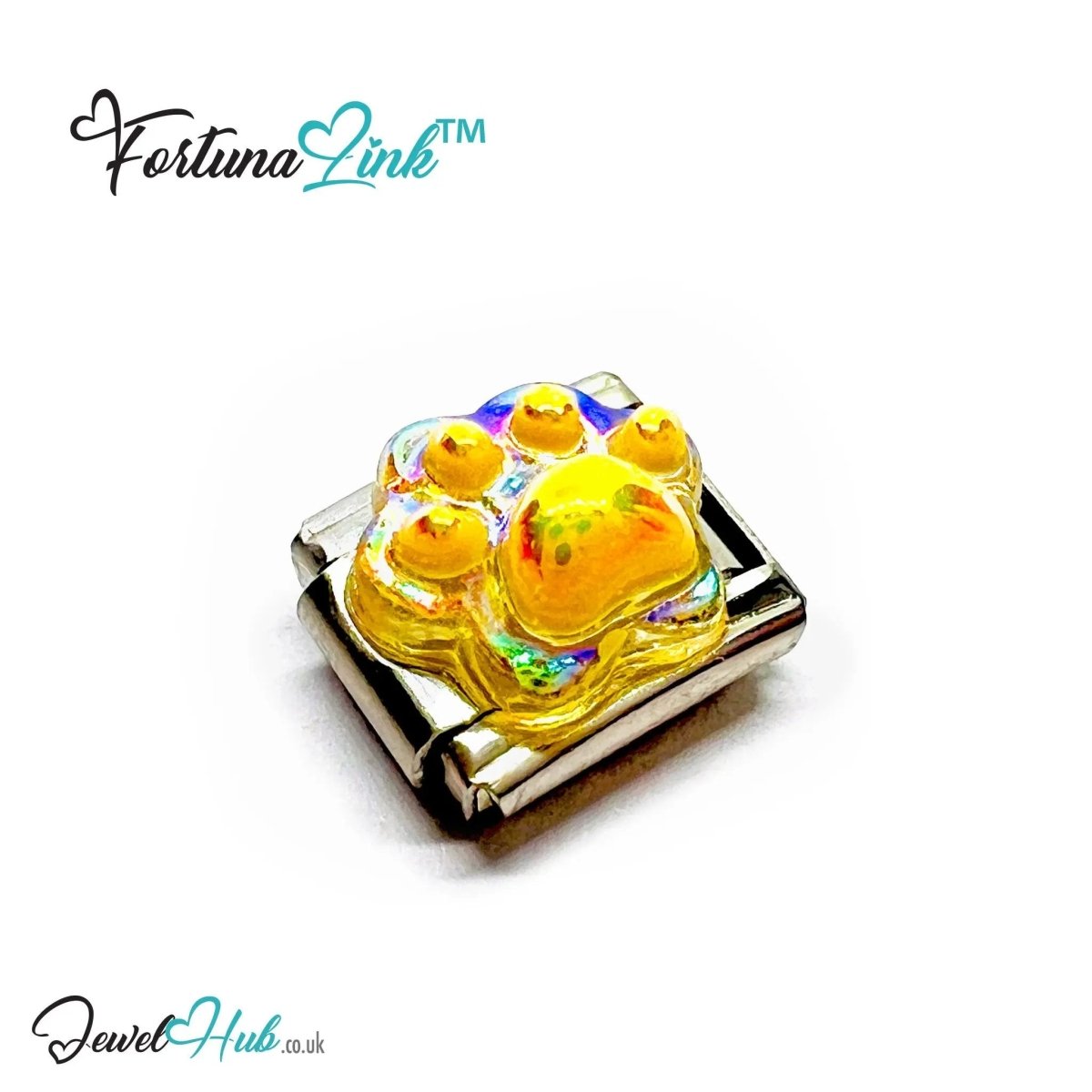 FortunaLink™ Italian Bracelet Charm – Modular Paw Print Design for Colourful Everyday Style - JewelHub.co.uk