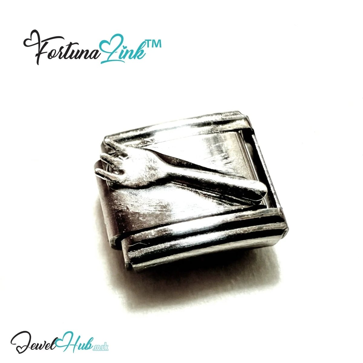 FortunaLink™ Italian Bracelet Charms – Modular Stainless Steel Icons (Cross, Stars, Shells, Fork & Spoon) - JewelHub.co.uk