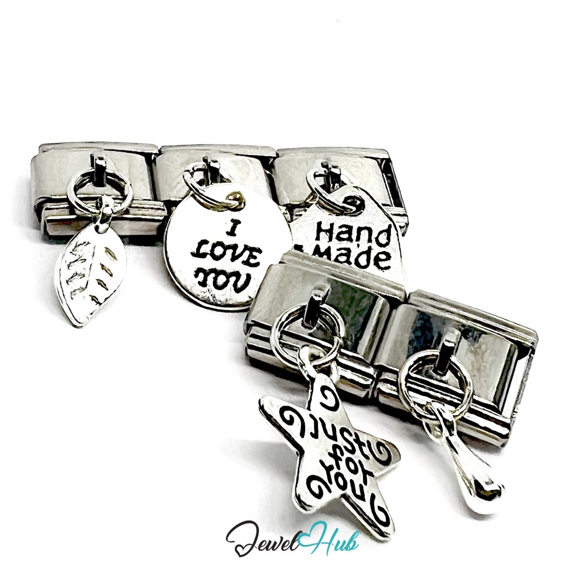 FortunaLink™ Message Charms Love & Handmade Charm Set Design - JewelHub.co.uk