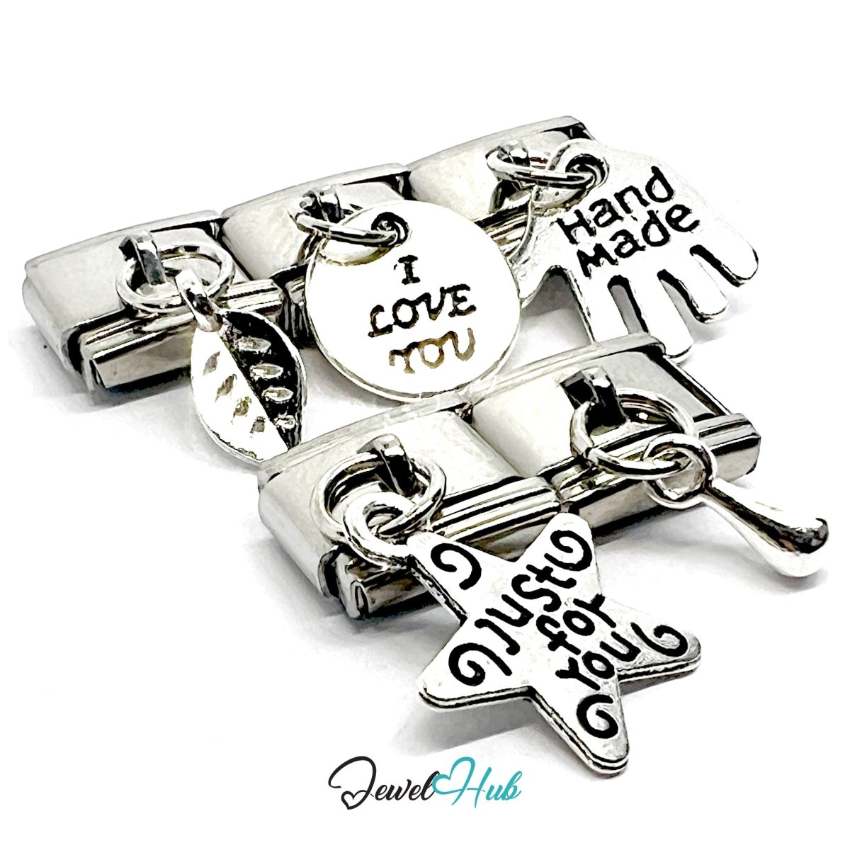 FortunaLink™ Message Charms Love & Handmade Charm Set Design - JewelHub.co.uk