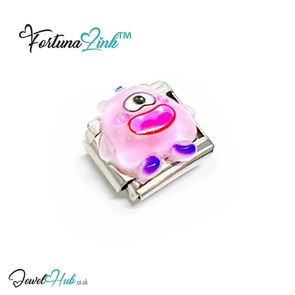 FortunaLink™ Monster Charm Set – Stainless Steel Italian Bracelet Charms | Playful Enamel Monsters - JewelHub.co.uk