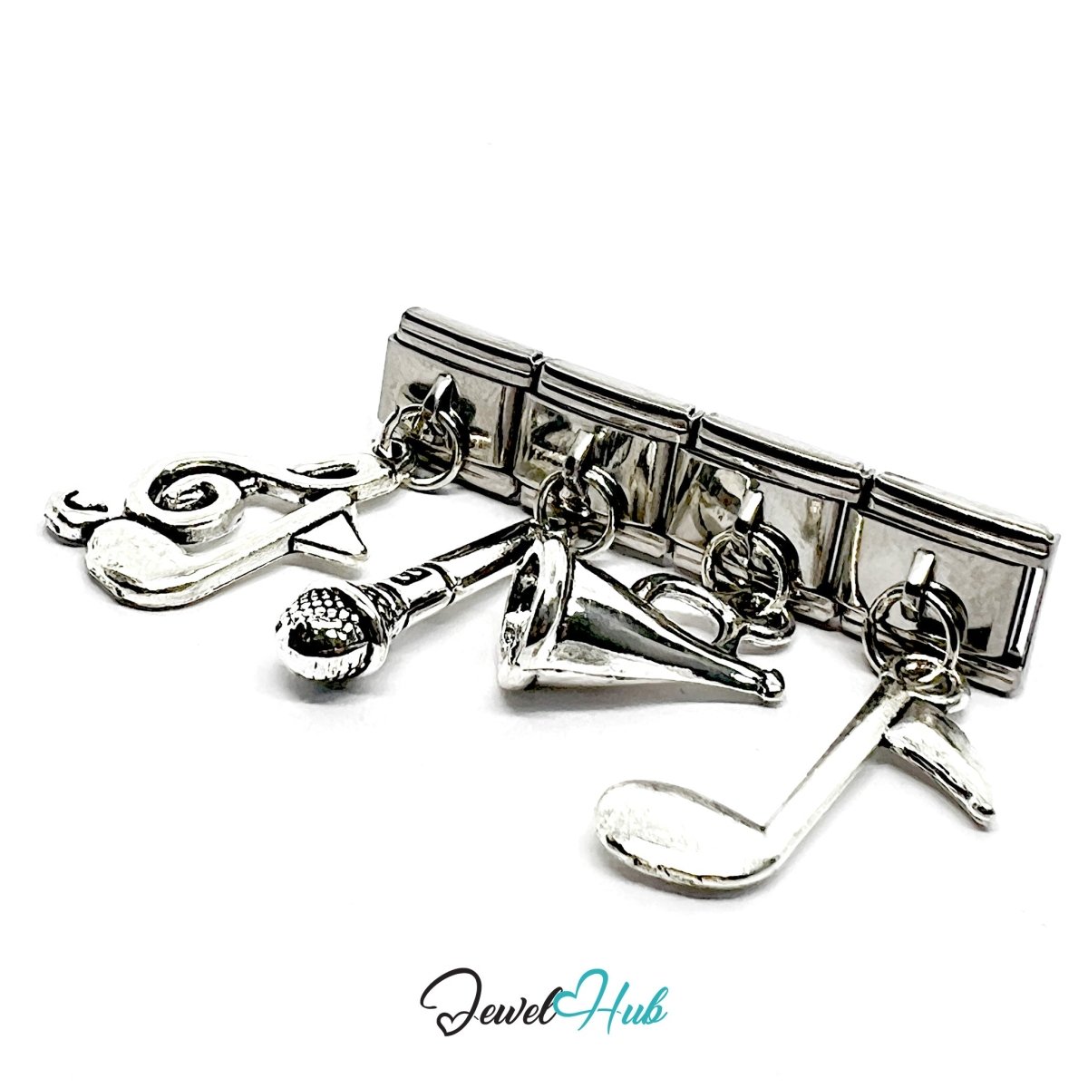 FortunaLink™ Music Notes & Mic Charm Set Design - JewelHub.co.uk