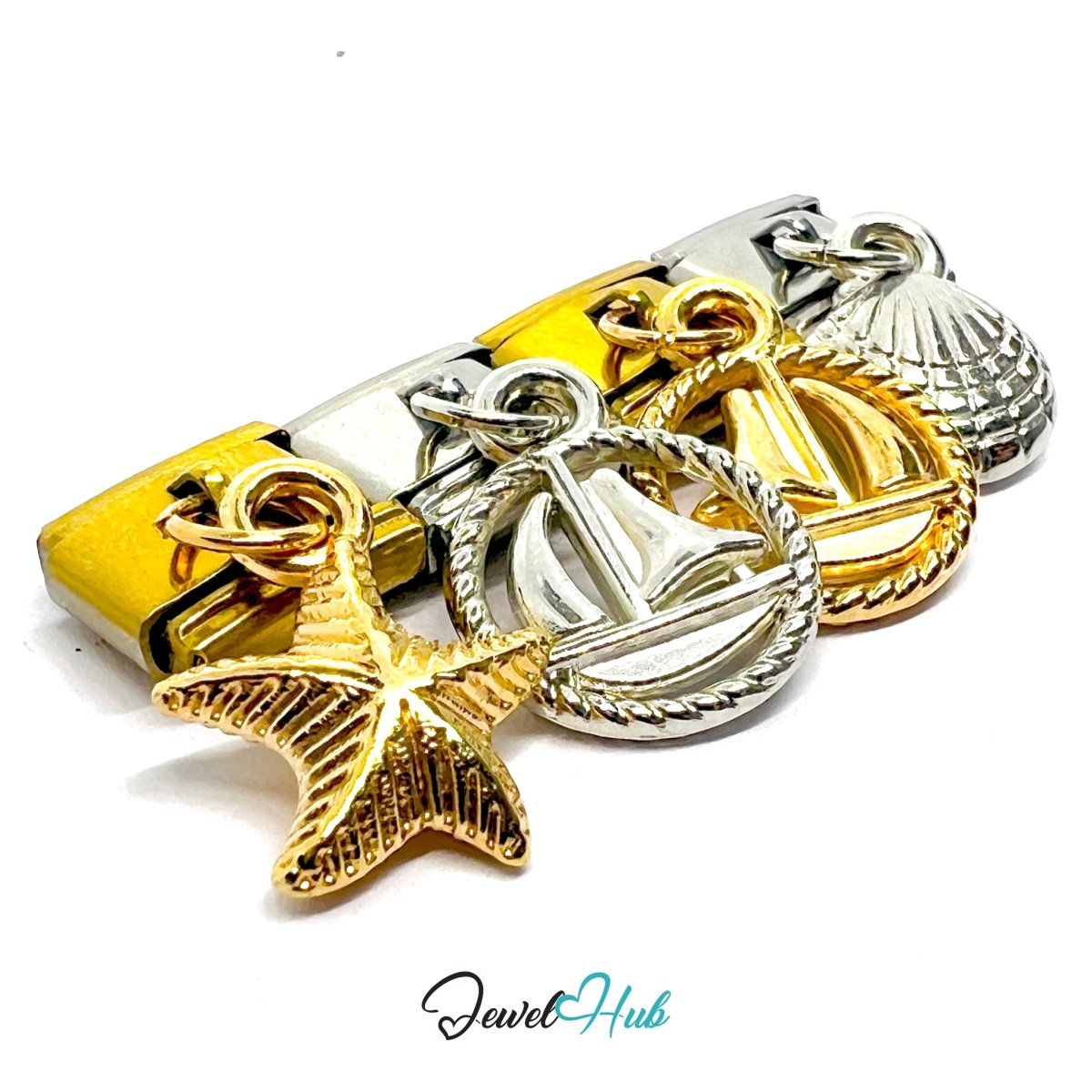 FortunaLink™ Ocean Dreams Boat Shell Starfish Charm Set Design - JewelHub.co.uk