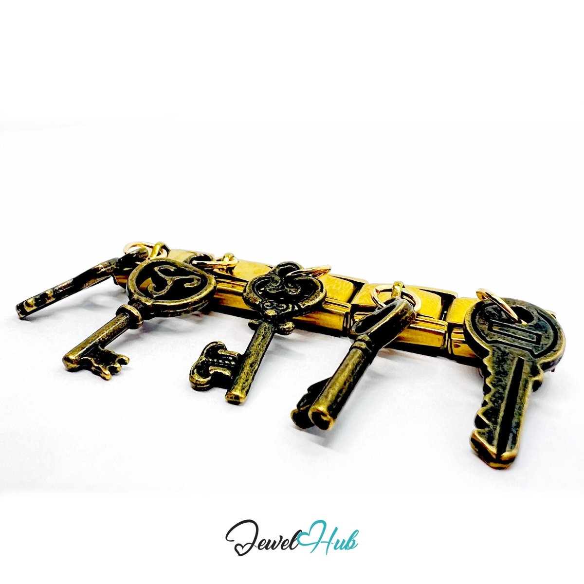 FortunaLink™ Open Doors Series – Five Bronze Key Charm Design - JewelHub.co.uk