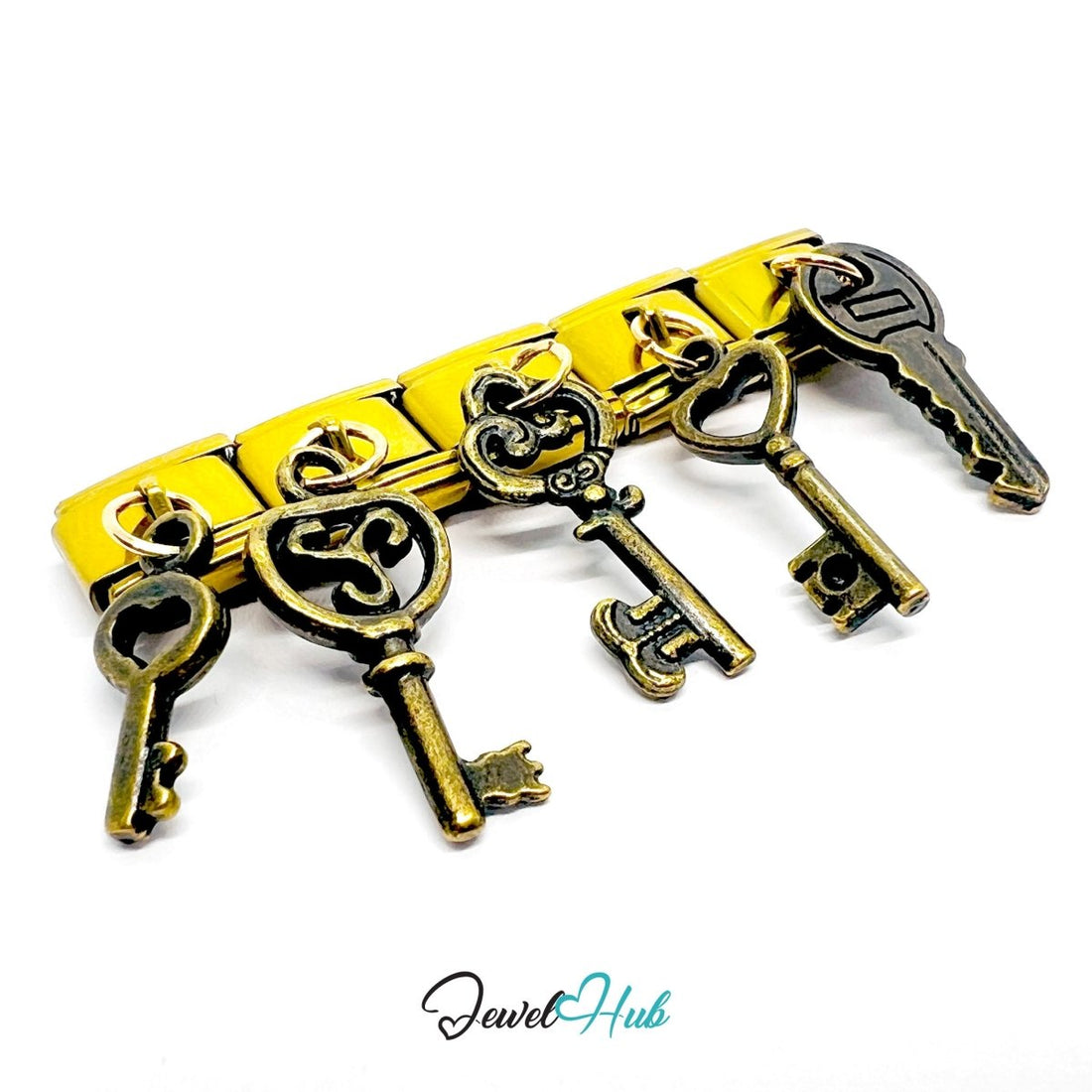FortunaLink™ Open Doors Series – Five Bronze Key Charm Design - JewelHub.co.uk