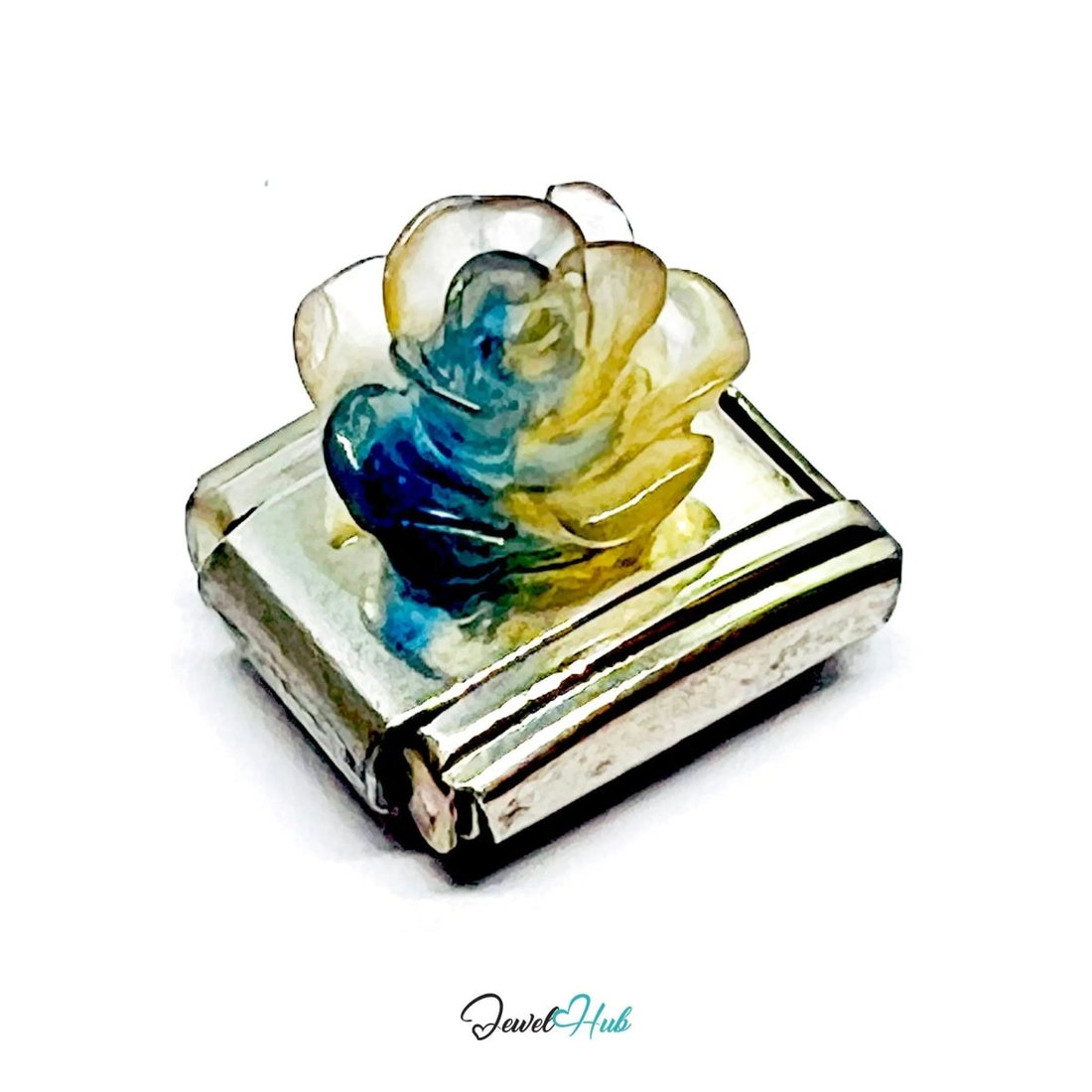 FortunaLink™ Punk Rose Charm for 9mm Italian Bracelets – Sculpted Modular Link - JewelHub.co.uk