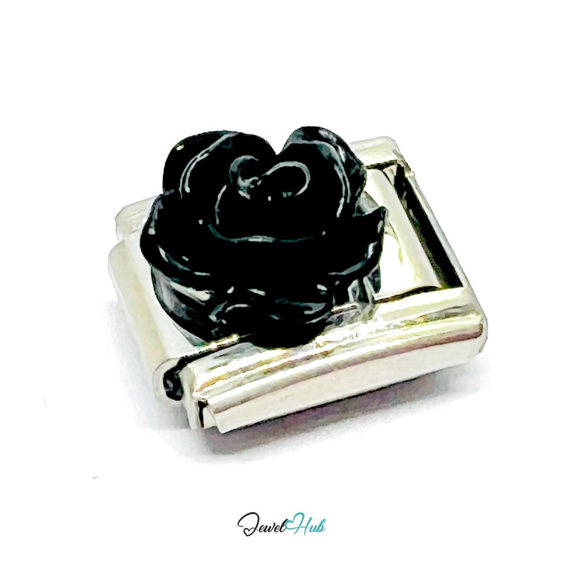 FortunaLink™ Punk Rose Charm for 9mm Italian Bracelets – Sculpted Modular Link - JewelHub.co.uk