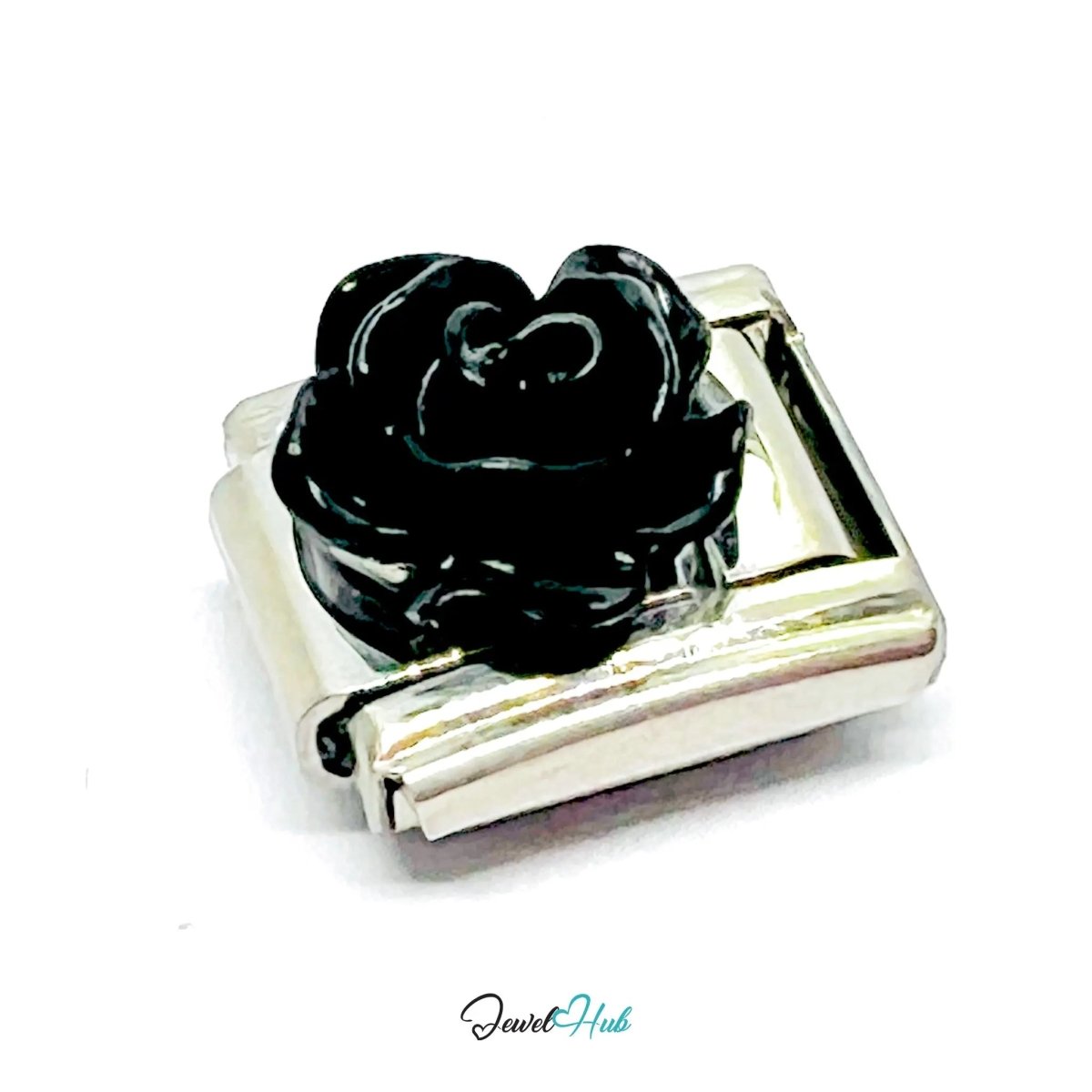 FortunaLink™ Punk Rose Charm for 9mm Italian Bracelets – Sculpted Modular Link - JewelHub.co.uk