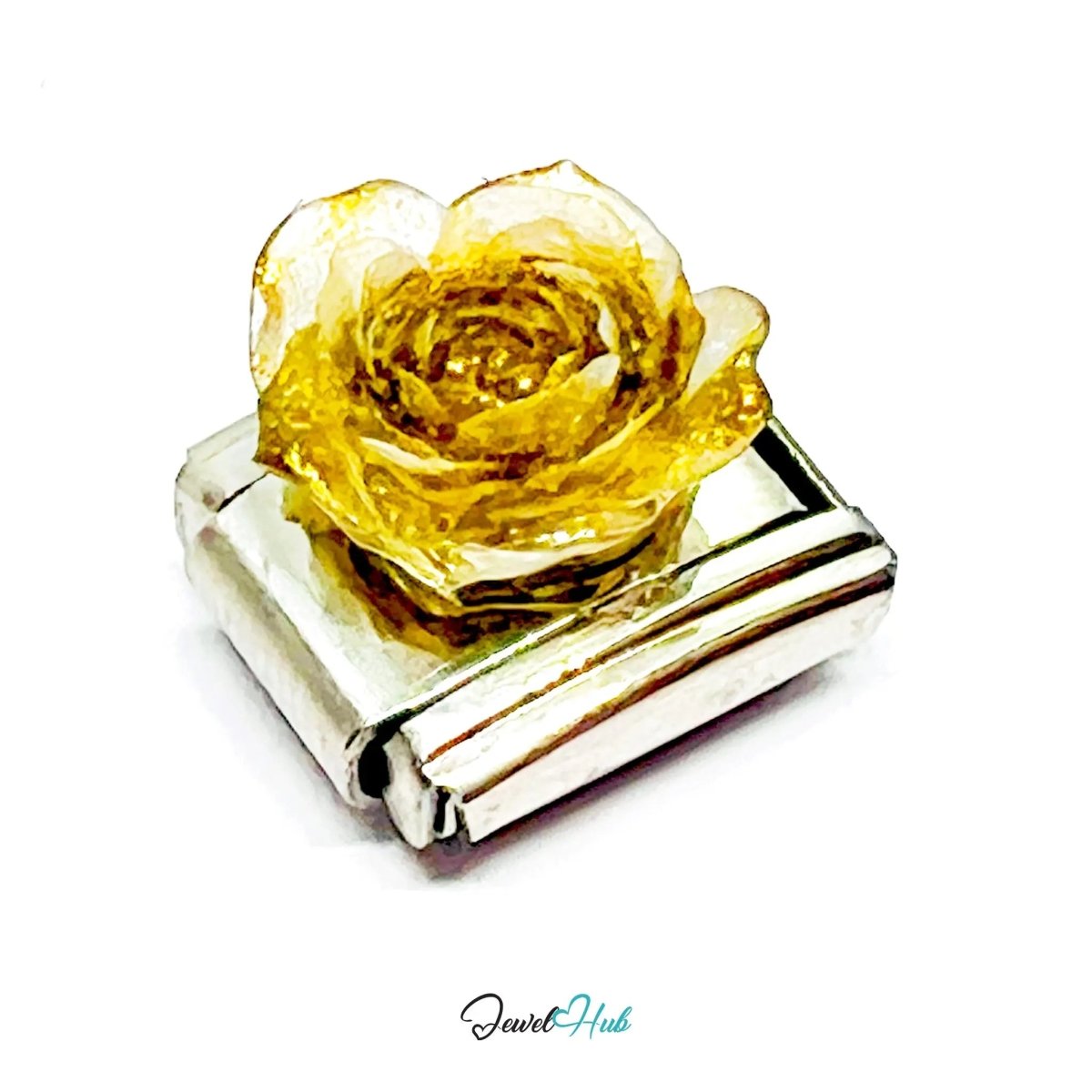FortunaLink™ Punk Rose Charm for 9mm Italian Bracelets – Sculpted Modular Link - JewelHub.co.uk