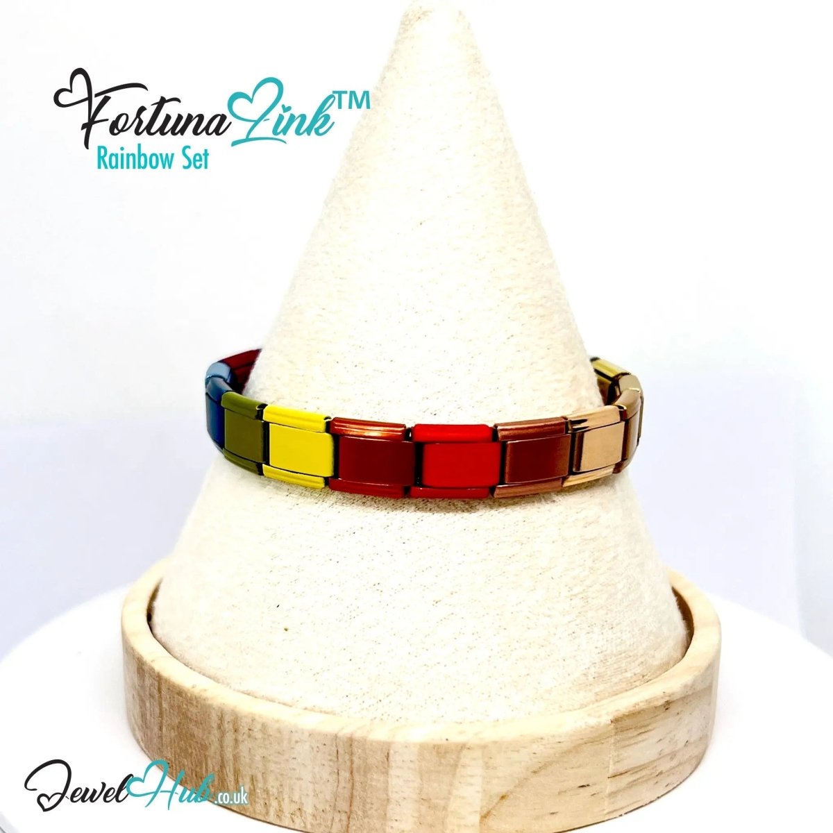 FortunaLink™ Rainbow Set – Modular Italian Bracelet in 9 Vibrant Colours - JewelHub.co.uk