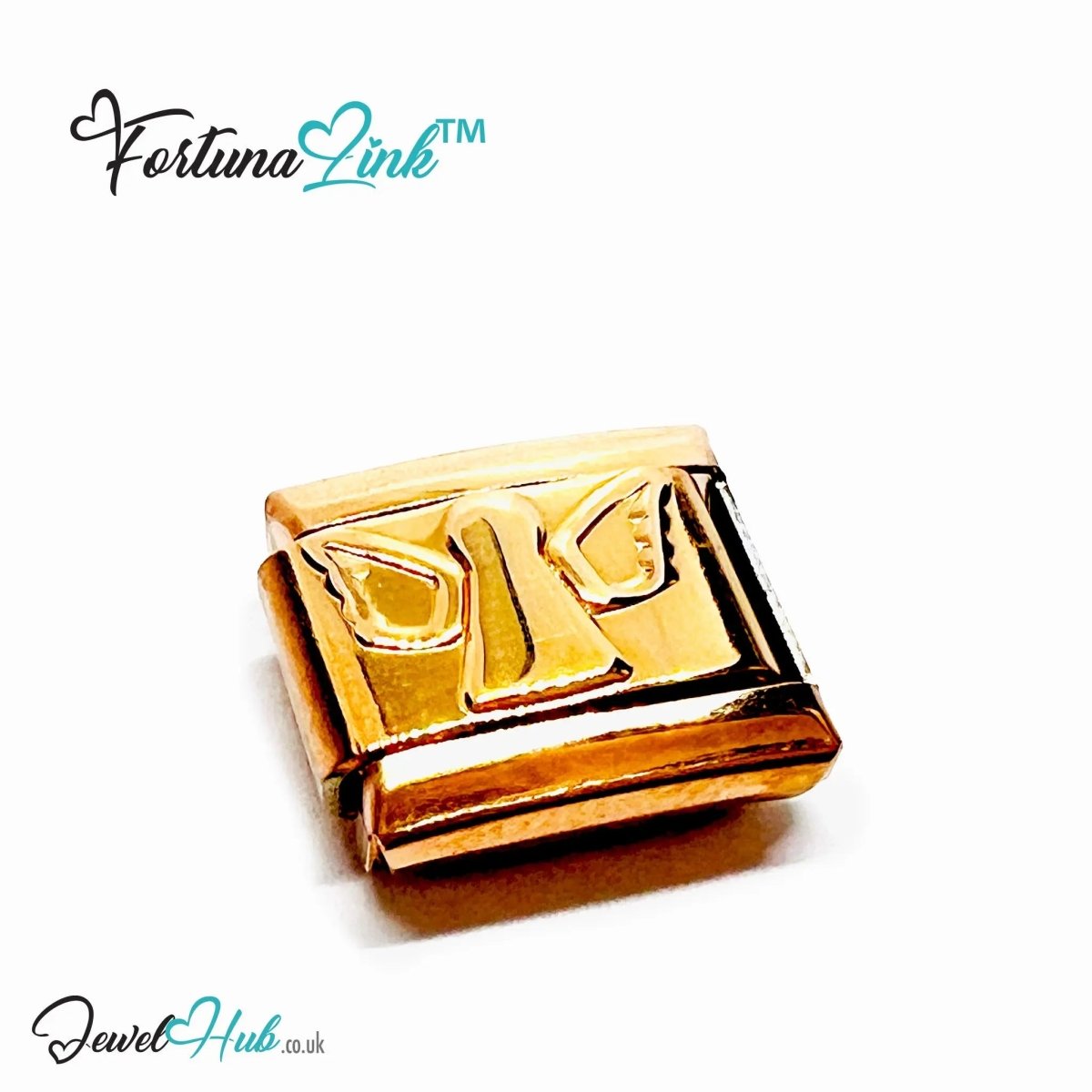 FortunaLink™ Rose Gold - Tone Italian Charm – Stainless Steel Symbols for Daily Meaning & Modular Elegance - JewelHub.co.uk