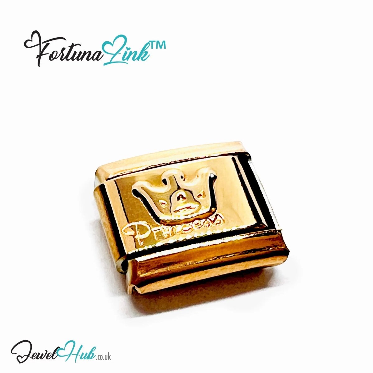 FortunaLink™ Rose Gold - Tone Italian Charm – Stainless Steel Symbols for Daily Meaning & Modular Elegance - JewelHub.co.uk