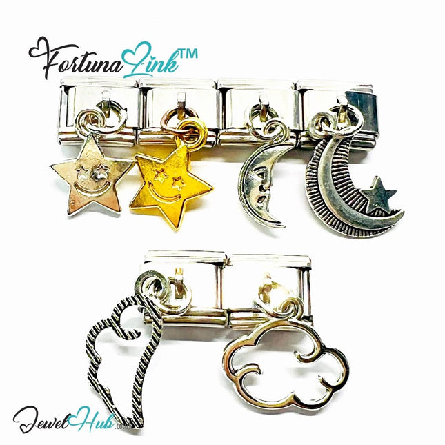FortunaLink™ Sky Symbols Set – Six Modular Charms for Daily Meaning & Shine - JewelHub.co.uk