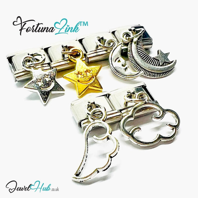 FortunaLink™ Sky Symbols Set – Six Modular Charms for Daily Meaning & Shine - JewelHub.co.uk
