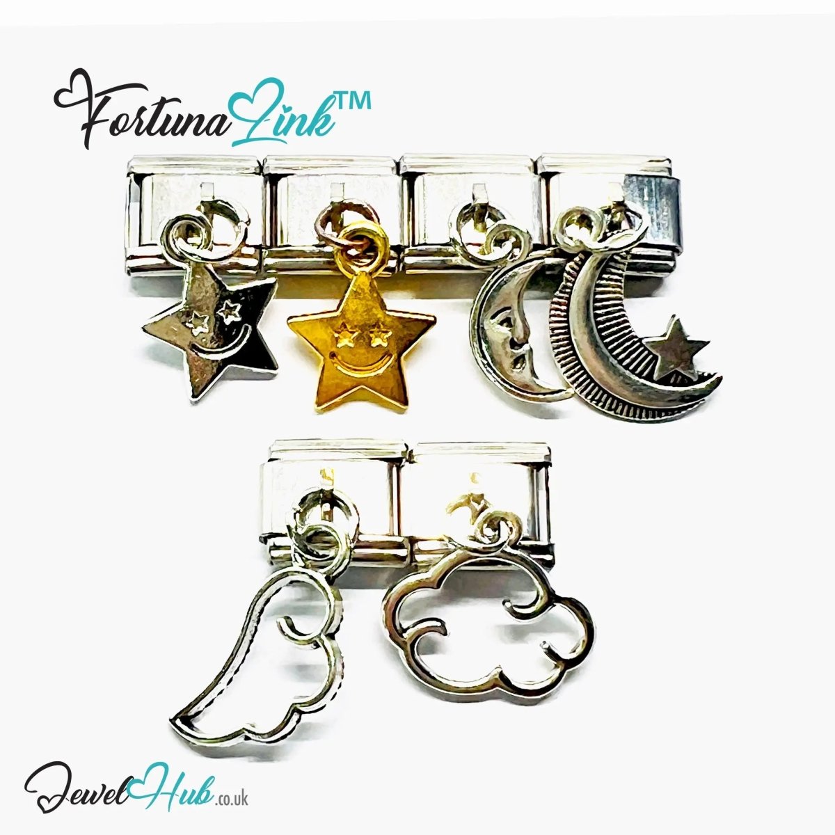 FortunaLink™ Sky Symbols Set – Six Modular Charms for Daily Meaning & Shine - JewelHub.co.uk