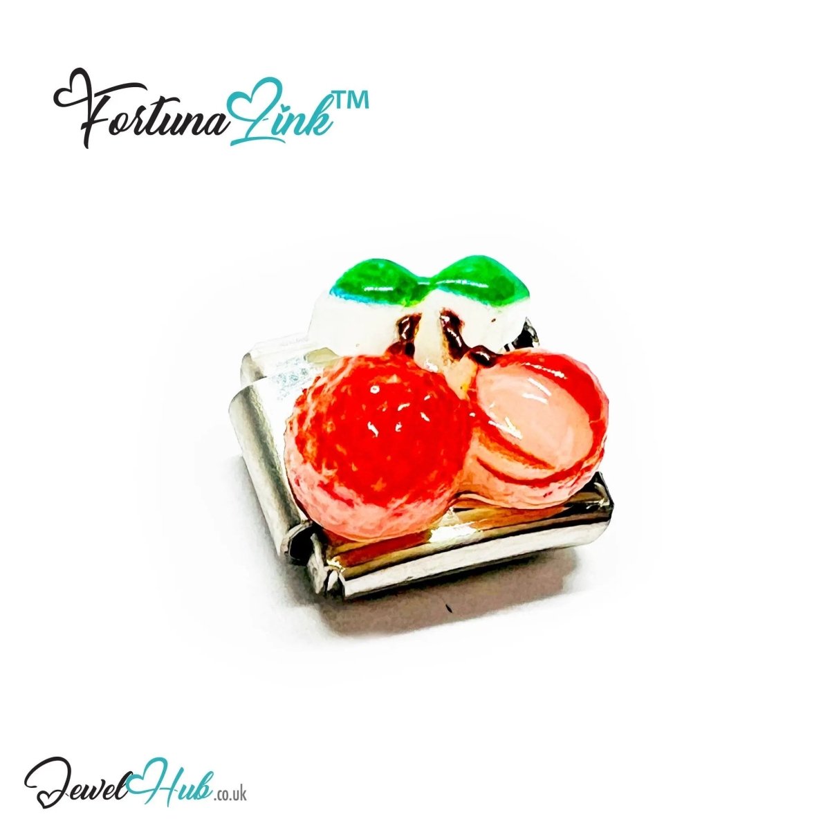 Fruit Resin Italian Bracelet Charms | FortunaLink™ Stainless Steel 10mm Tiles - JewelHub.co.uk