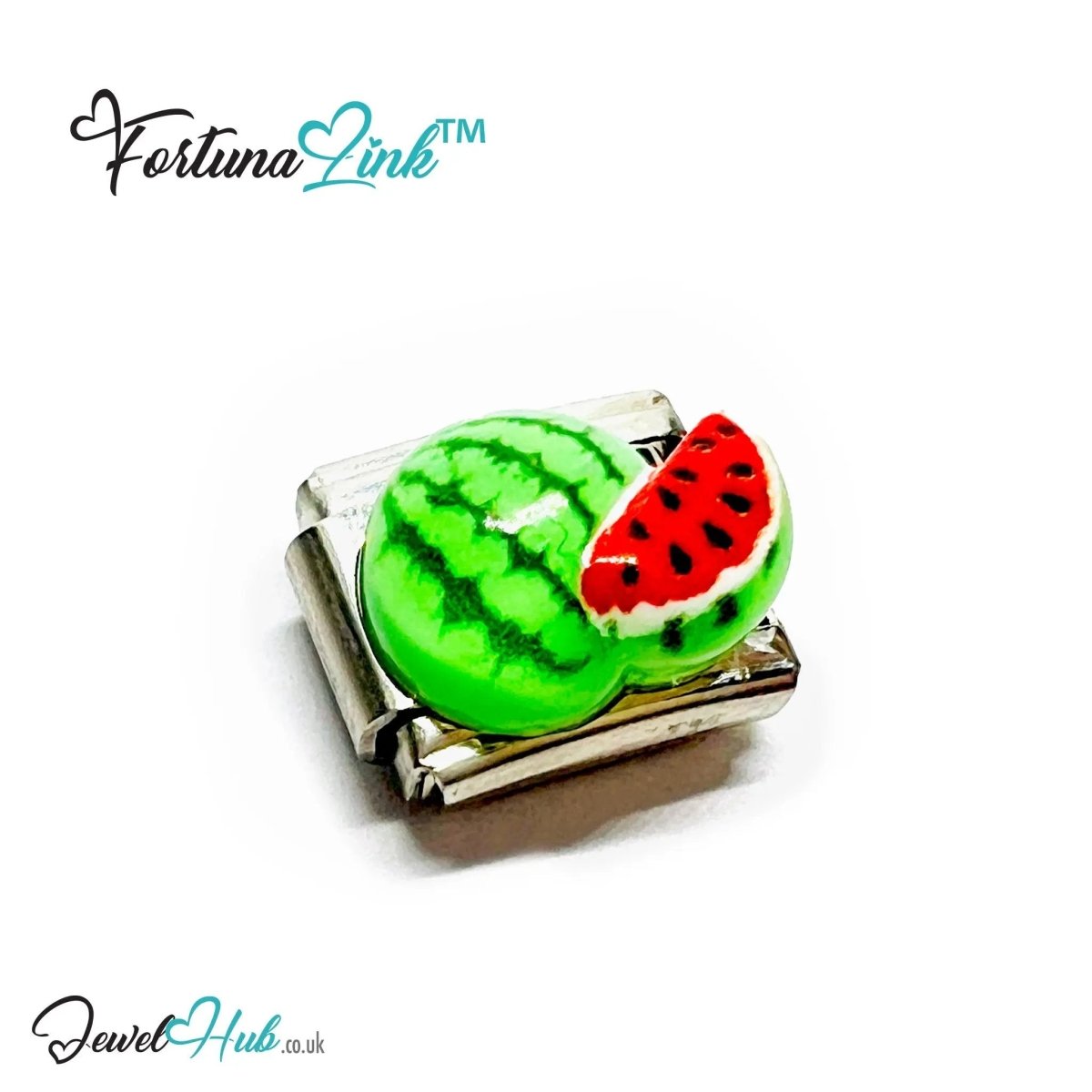 Fruit Resin Italian Bracelet Charms | FortunaLink™ Stainless Steel 10mm Tiles - JewelHub.co.uk