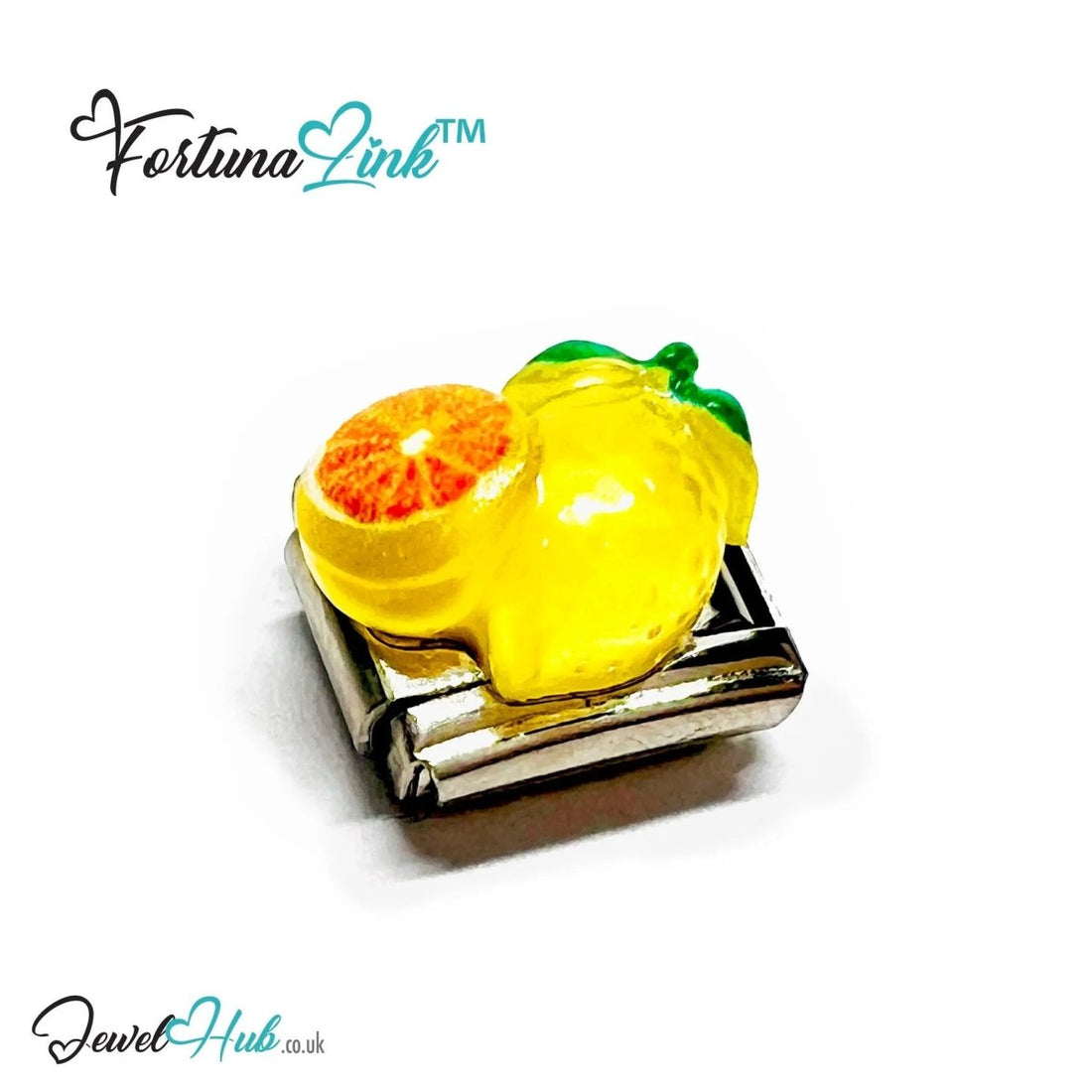 Fruit Resin Italian Bracelet Charms | FortunaLink™ Stainless Steel 10mm Tiles - JewelHub.co.uk