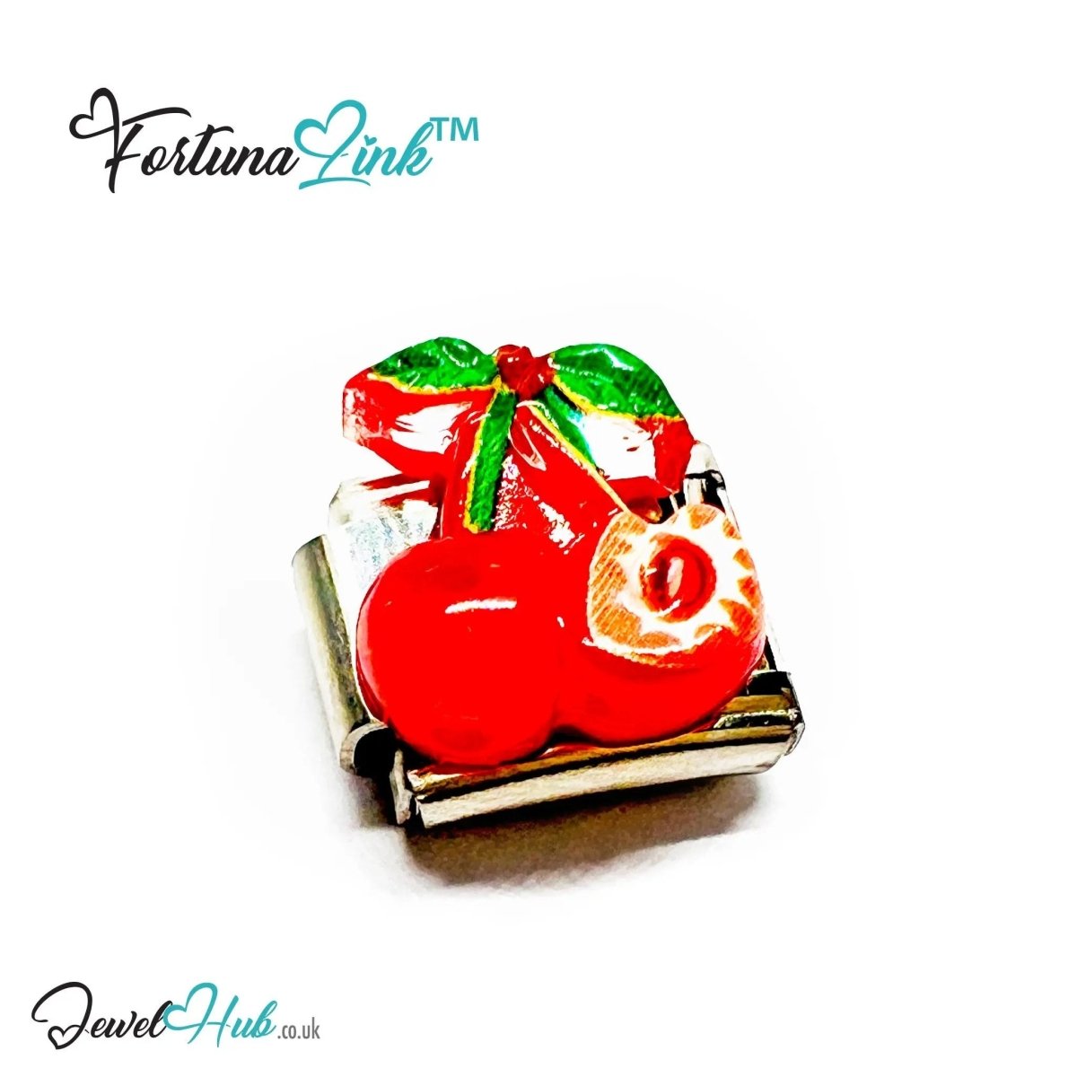Fruit Resin Italian Bracelet Charms | FortunaLink™ Stainless Steel 10mm Tiles - JewelHub.co.uk