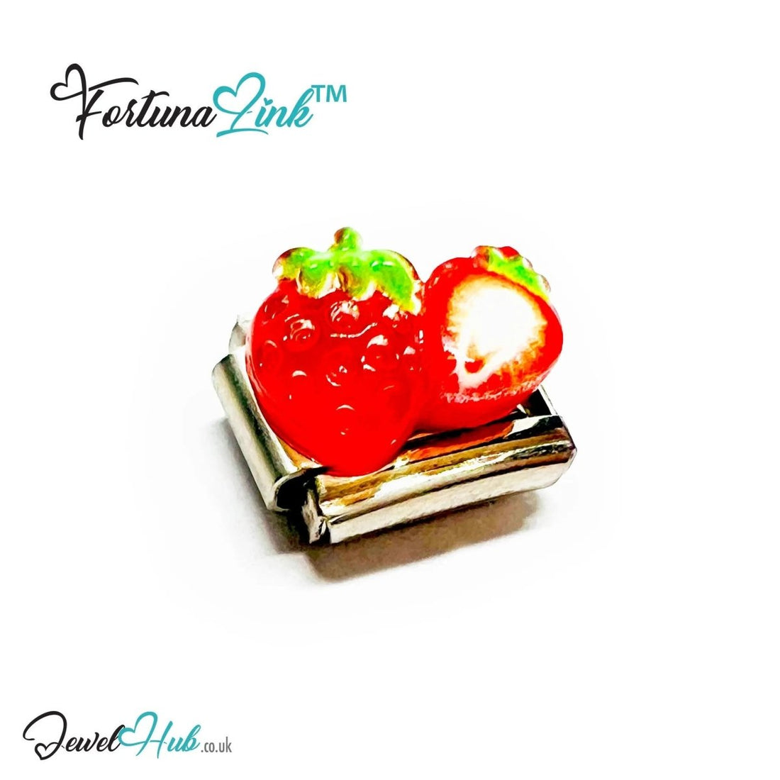 Fruit Resin Italian Bracelet Charms | FortunaLink™ Stainless Steel 10mm Tiles - JewelHub.co.uk