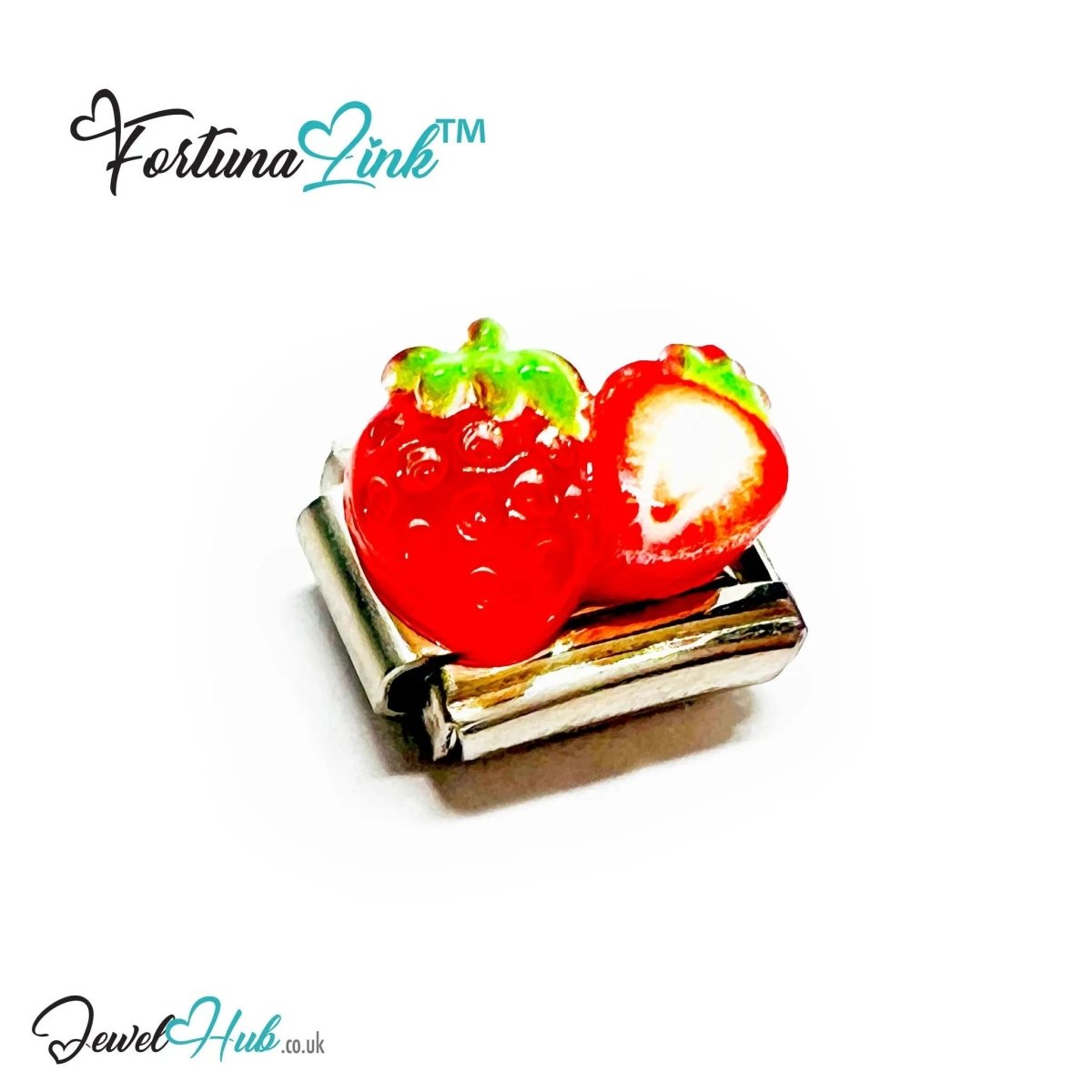 Fruit Resin Italian Bracelet Charms | FortunaLink™ Stainless Steel 10mm Tiles - JewelHub.co.uk
