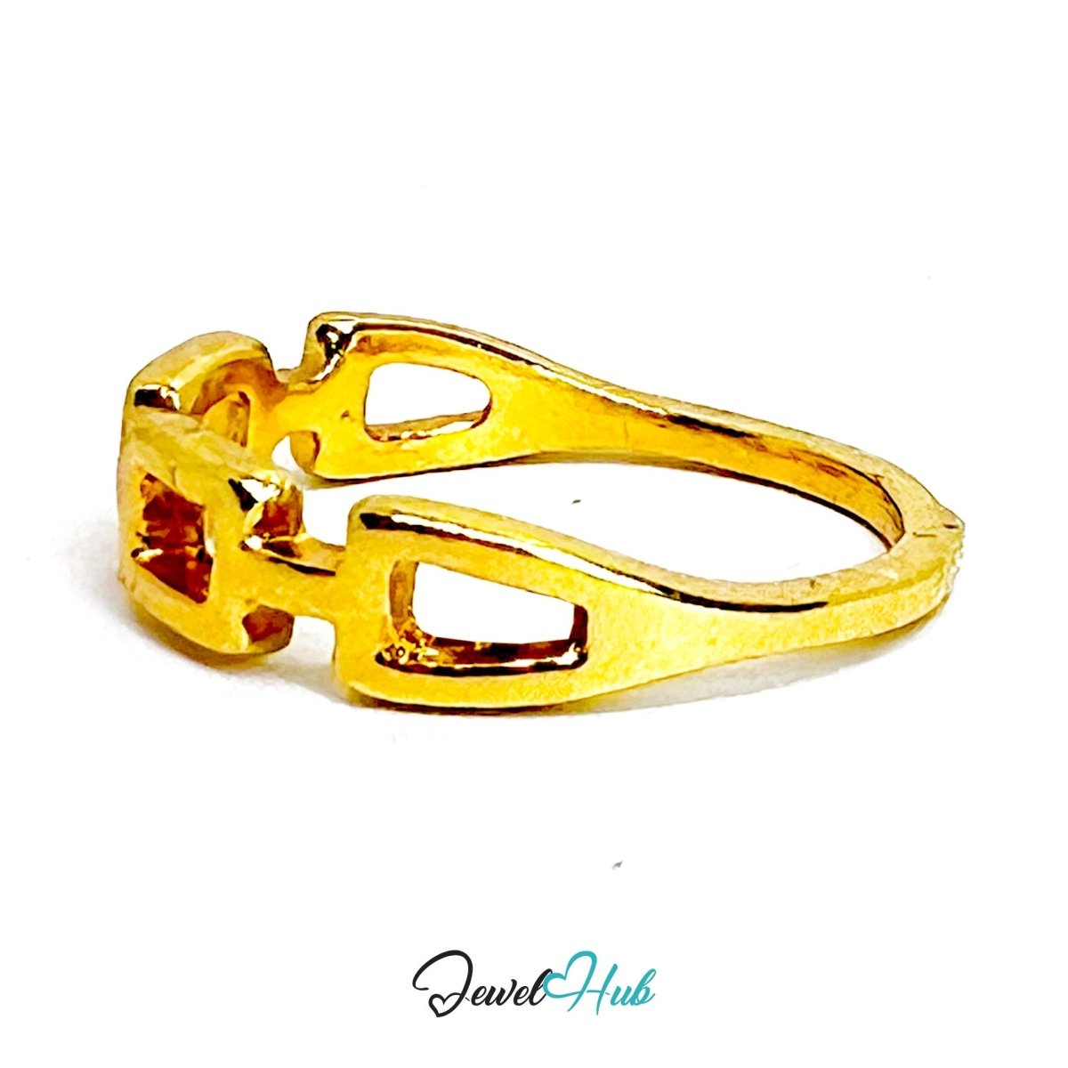 GeoLink Rectangle Zinc Alloy Gold Ring · Modern Open Band - JewelHub.co.uk