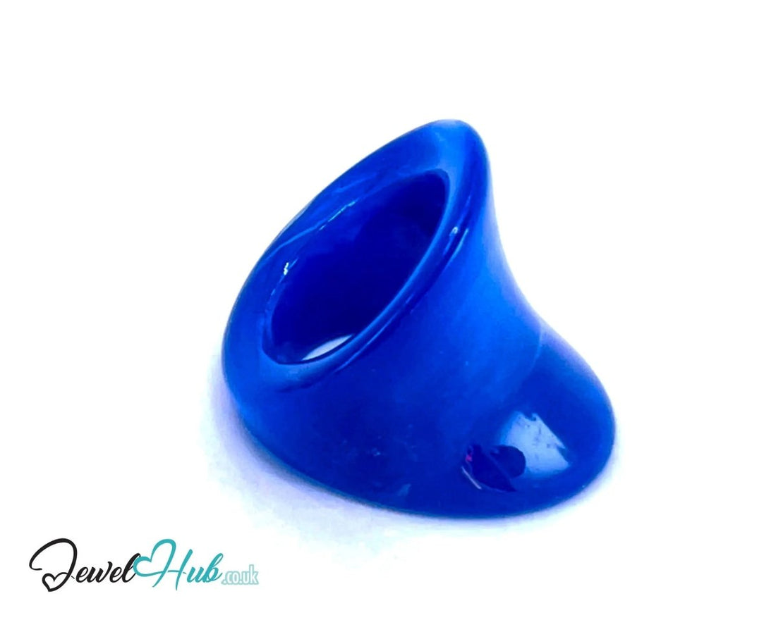 Giant Resin Ring 🔵 Blue US Q · US 8.5 · Deep Blue · Sculptural Shine · Handcrafted · 11g - JewelHub.co.uk