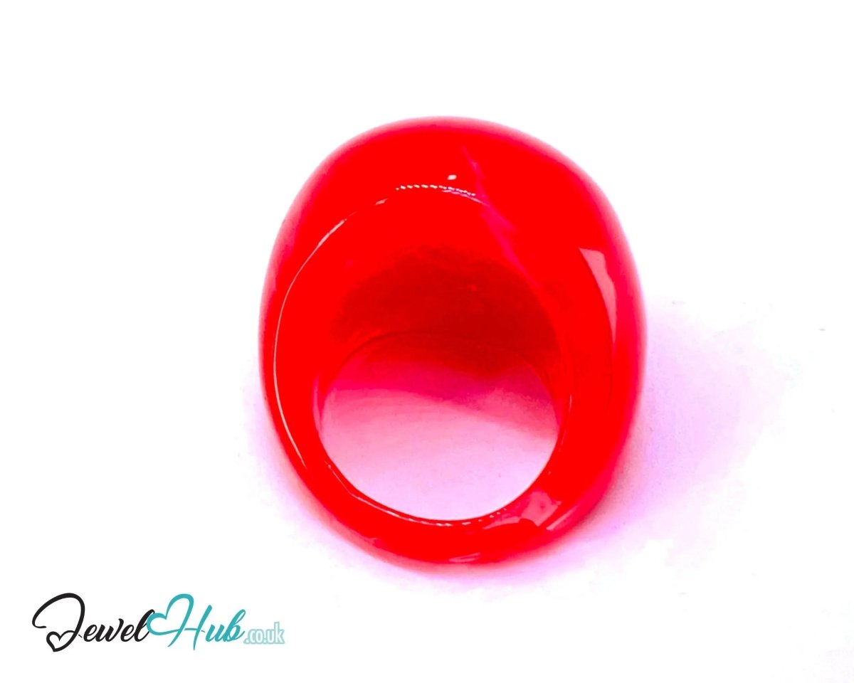 Giant Resin Ring 🔴 Red US P · US 8 · Bold Sculptural Red · Handcrafted · 11.26g - JewelHub.co.uk