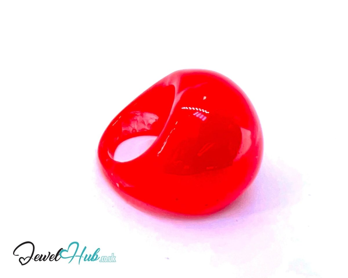 Giant Resin Ring 🔴 Red US P · US 8 · Bold Sculptural Red · Handcrafted · 11.26g - JewelHub.co.uk