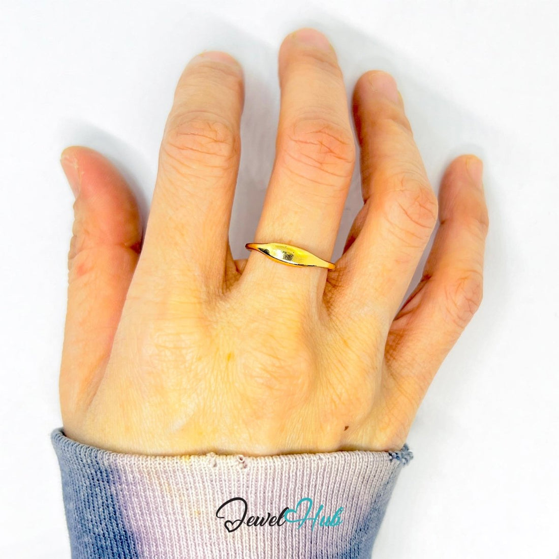 GlowBand Gold - Plated Zinc Ring · Tapered Minimalist Band - JewelHub.co.uk