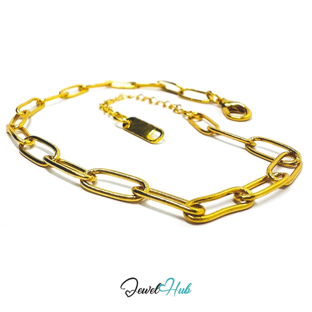 Gold 316L Stainless Steel Classic Oval Chain Bracelet – 4.2mm Polished Link Design - JewelHub.co.uk