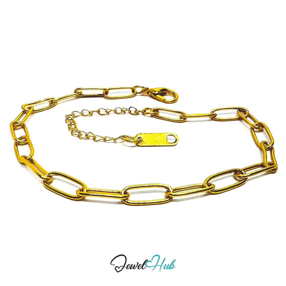 Gold 316L Stainless Steel Classic Oval Chain Bracelet – 4.2mm Polished Link Design - JewelHub.co.uk