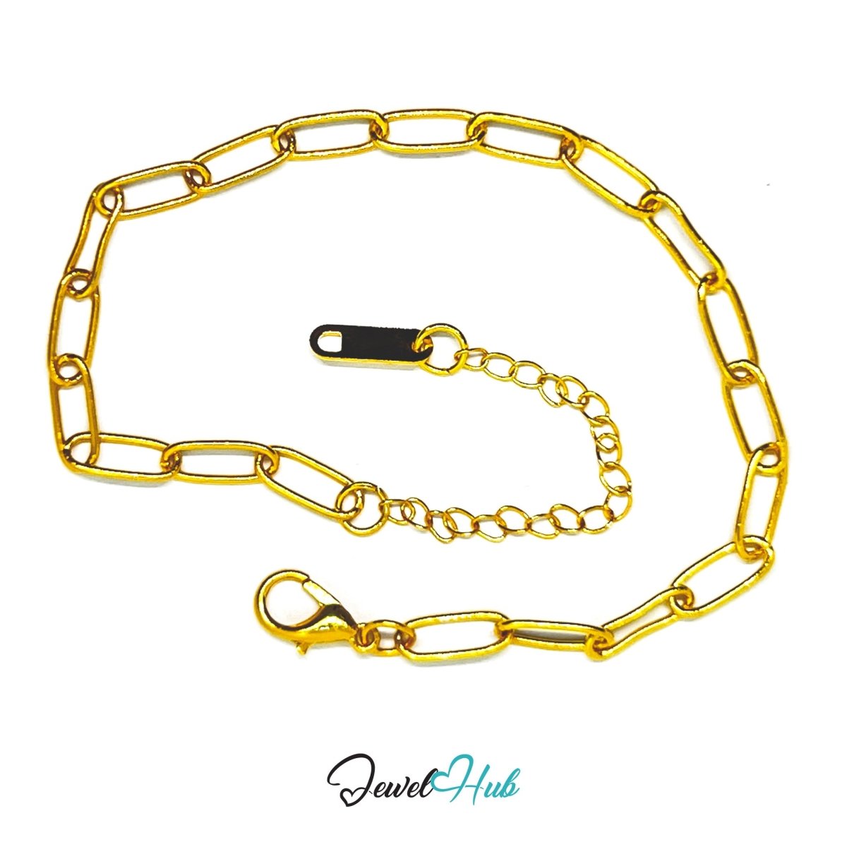 Gold 316L Stainless Steel Classic Oval Chain Bracelet – 4.2mm Polished Link Design - JewelHub.co.uk