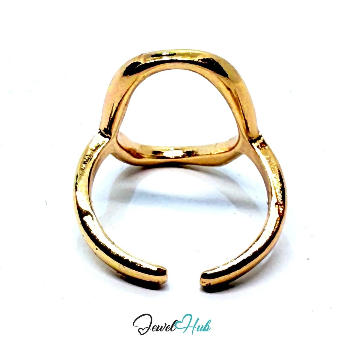 Gold Adjustable Hollow Oval Band Ring – Lightweight Statement for Gen Z Stylists - JewelHub.co.uk