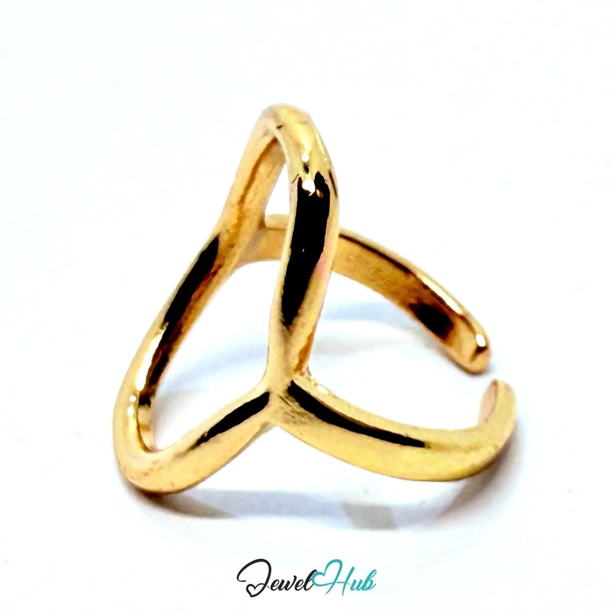 Gold Adjustable Hollow Oval Band Ring – Lightweight Statement for Gen Z Stylists - JewelHub.co.uk