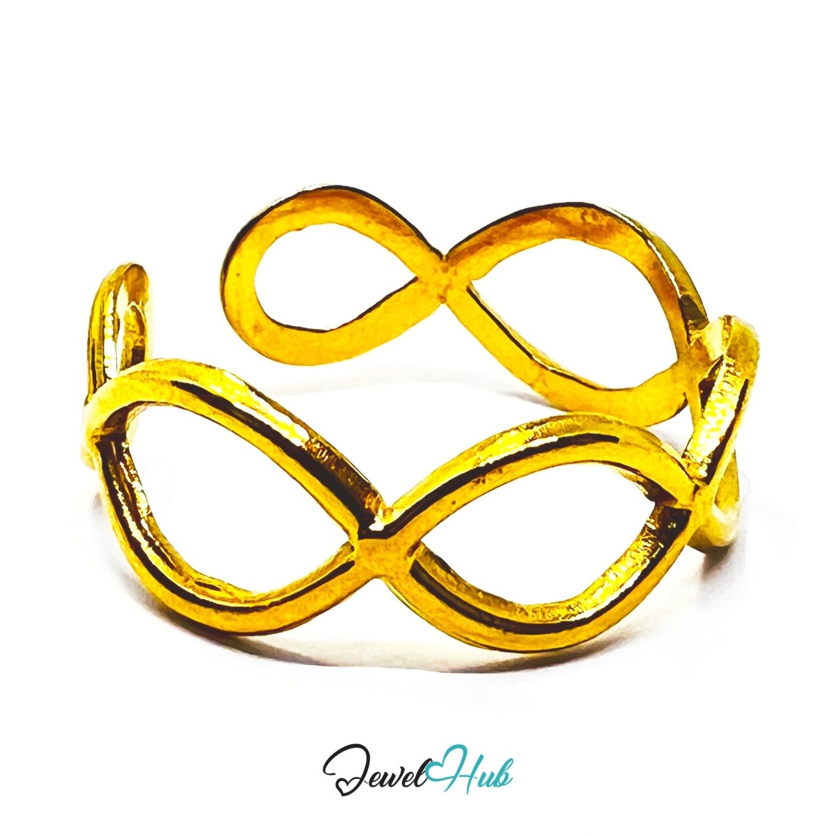 Gold Infinity Loop Adjustable Stainless Steel Band Ring - JewelHub.co.uk