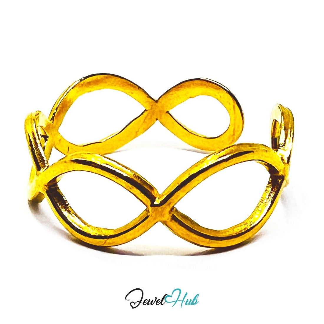 Gold Infinity Loop Adjustable Stainless Steel Band Ring - JewelHub.co.uk
