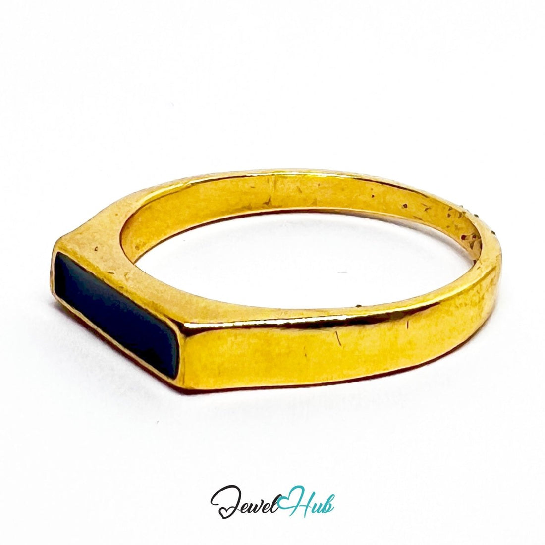 Gold - Plated Black Resin Bar Ring – Minimal Zinc Alloy Jewellery - JewelHub.co.uk