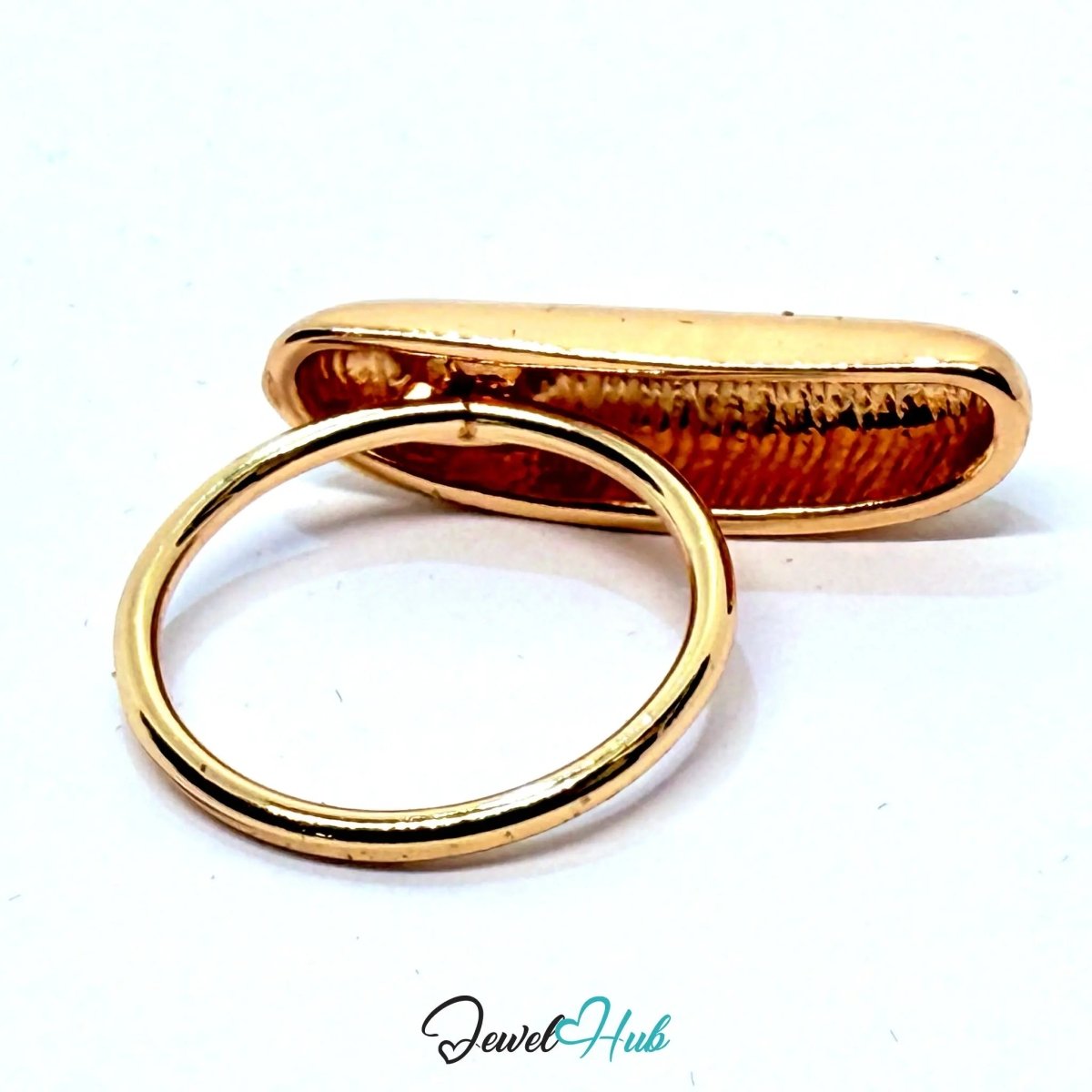 Gold - Plated Capsule Curve Zinc Ring – Elongated Sculptural Band for Minimalist Styling - JewelHub.co.uk