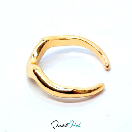 Gold - Plated Chevron Wave Zinc Alloy Ring – Fixed Size R | Things for Teen Statement Jewellery - JewelHub.co.uk