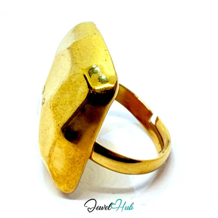 Gold - Plated Faceted Nugget Zinc Alloy Ring – Fixed Size K | Things for Teen Statement Jewellery - JewelHub.co.uk