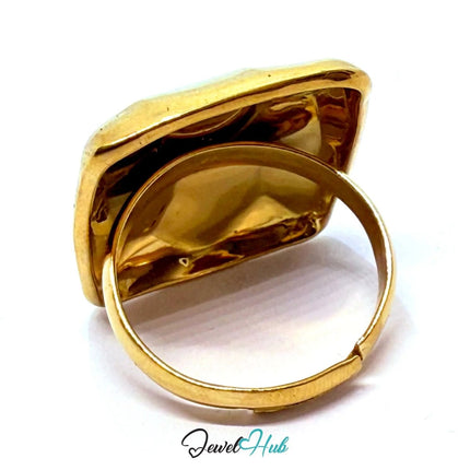 Gold - Plated Faceted Nugget Zinc Alloy Ring – Fixed Size K | Things for Teen Statement Jewellery - JewelHub.co.uk