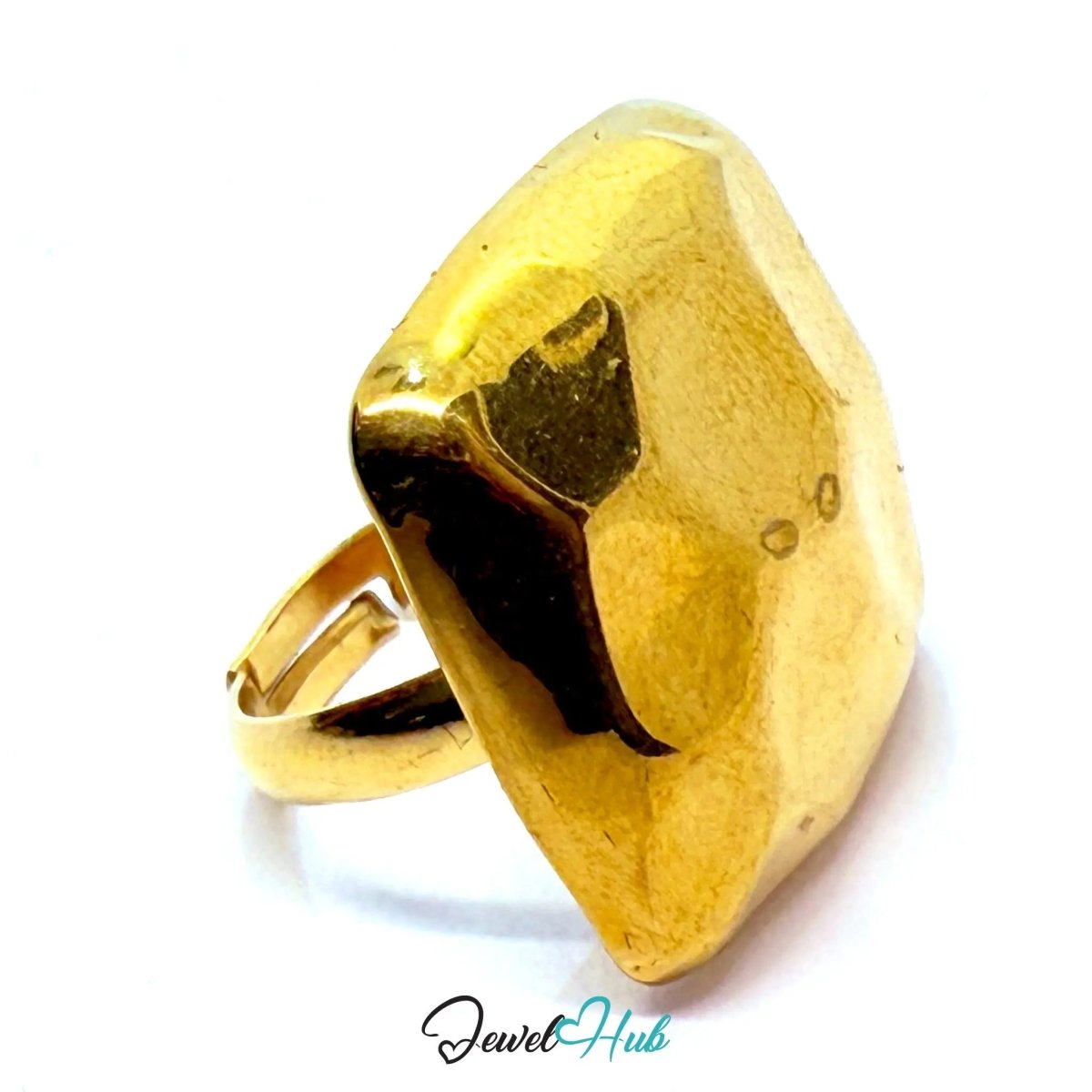 Gold - Plated Faceted Nugget Zinc Alloy Ring – Fixed Size K | Things for Teen Statement Jewellery - JewelHub.co.uk
