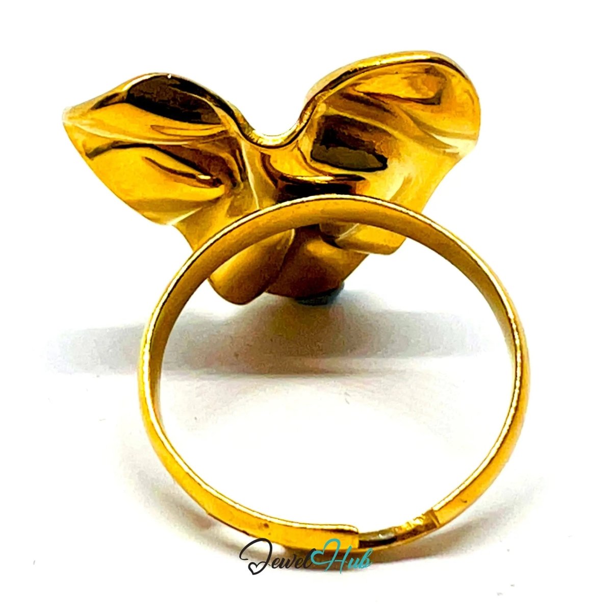 Gold Plated 🌀 Foldform Sculptural Ring · Zinc Alloy · UK R · US 9 · Abstract Statement - JewelHub.co.uk