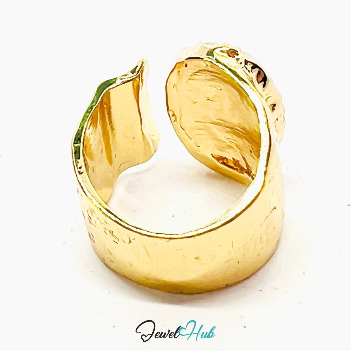 Gold - Plated Jadnite Statement Ring – Adjustable L–N | 6.30g Bold Resin Gem in Sculptural Gold - JewelHub.co.uk