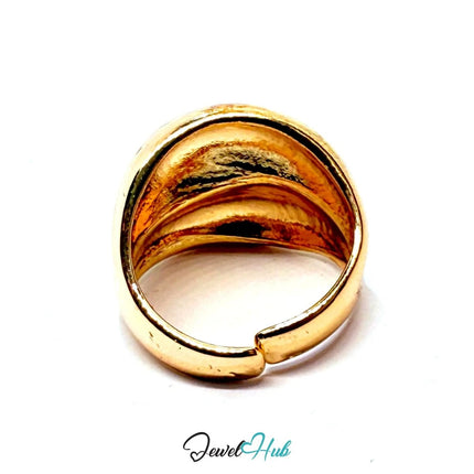 Gold - Plated Layered Wave Zinc Alloy Ring – Fixed Sizes L & O | Things for Teen Statement Jewellery - JewelHub.co.uk